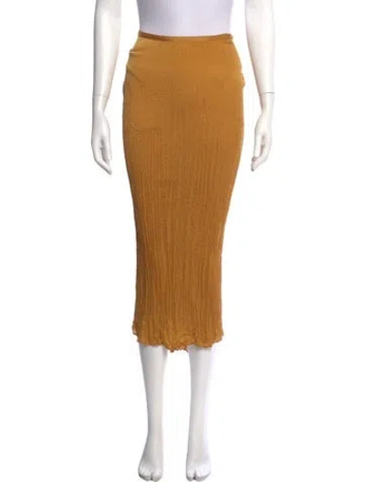 Pre-owned Vince Pleated Accents Midi Length Skirt In Yellow