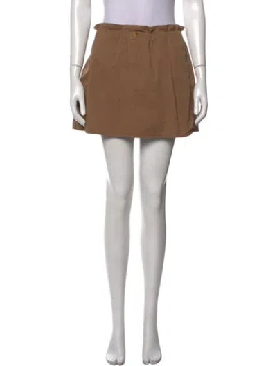 Pre-owned Vince Pleated Accents Mini Skirt In Brown