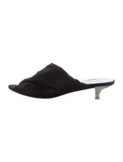 Pre-owned Vince Pleated Accents Mules In Black