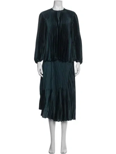 Pre-owned Vince Pleated Accents Skirt Set In Green