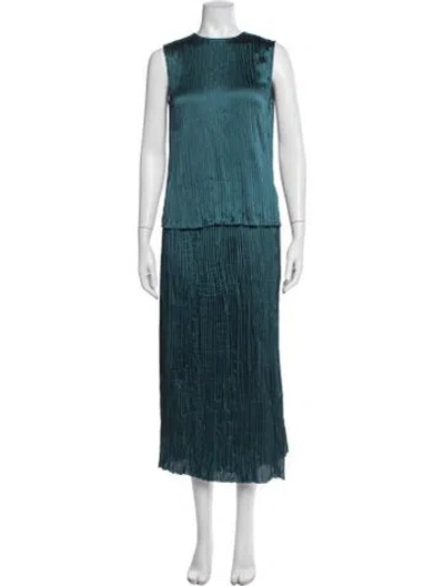 Pre-owned Vince Pleated Accents Skirt Set W/ Tags In Blue