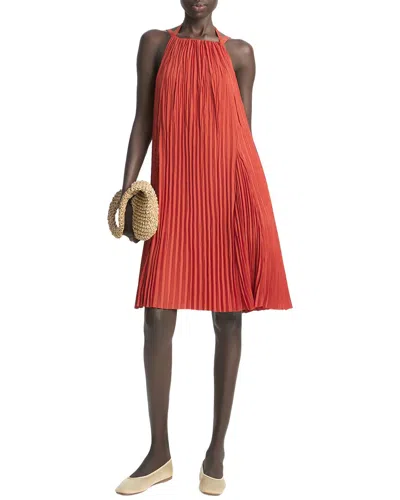Vince Pleated A-line Pintuck Dress In Orange