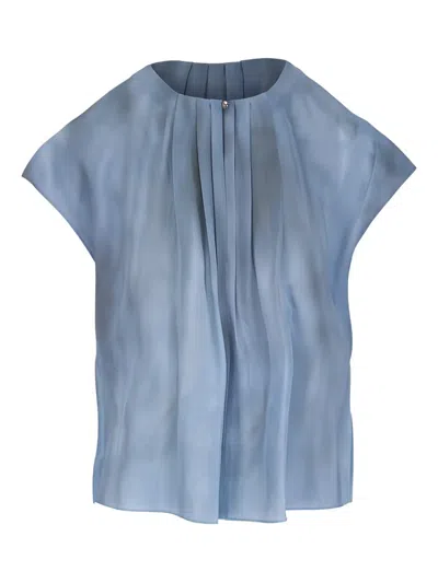 Vince Pleated Blouse In Blue