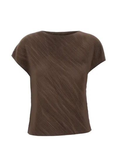 Vince Directional Pleated Top In Brown