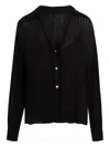 Vince Pleated Cardigan In Black