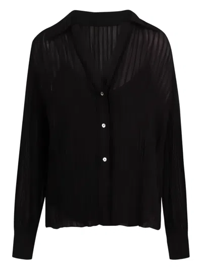 Vince Pleated Cardigan In Black