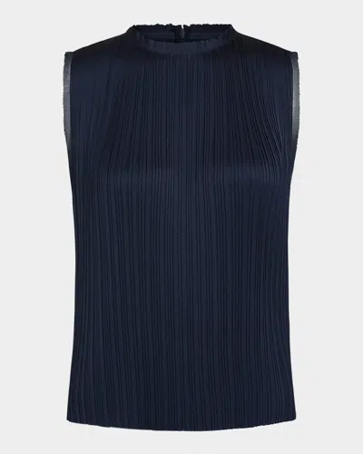 VINCE PLEATED CREWNECK SHELL TOP