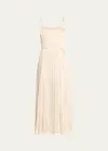 Vince Pleated Sleeveless Midi Dress In Chiffon