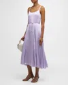 Vince Plissiertes Midikleid Aus Satin In Sweet Pea