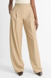 Vince Mid-rise Pleated Wide-leg Pants In Dune Stone