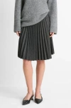 Vince Mid Rise Pleated Herringbone Midi Skirt