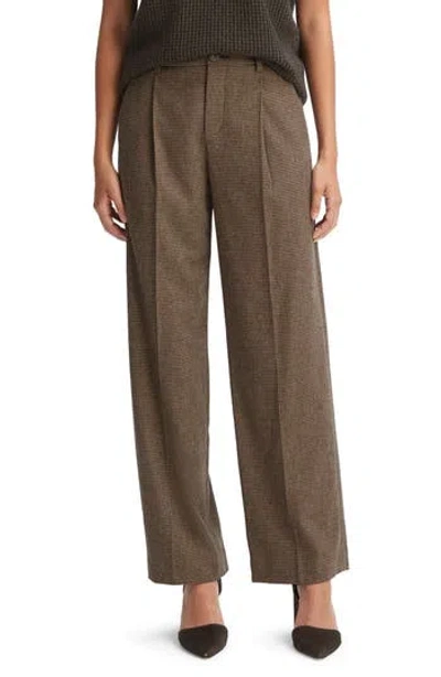 VINCE VINCE PLEATED HOUNDSTOOTH STRAIGHT LEG PANTS