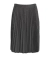 Vince Mid Rise Pleated Herringbone Midi Skirt In Grey