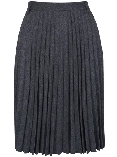 Vince Pleated Midi Skirt In Blue