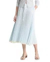 Vince Tiered Pleated Midi Skirt In Sky Mist