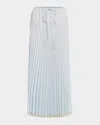 Vince Tiered Pleated Midi Skirt In Sky Mist
