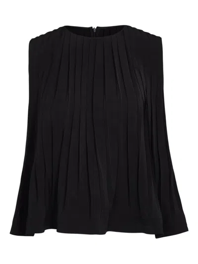VINCE PLEATED ROUND-NECK TOP