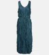 Vince Crushed Bias Stripe Sleeveless Midi Tank Dress In Blue