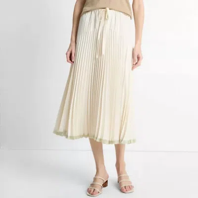 VINCE PLEATED SATIN TIERED SKIRT IN BONA