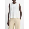 Vince Sleeveless Pleated A-line Top In White