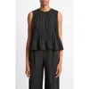 Vince Pleated Sleeveless A-line Top In Black