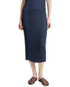 Vince Pleated Straight Pull On Skirt In Blue