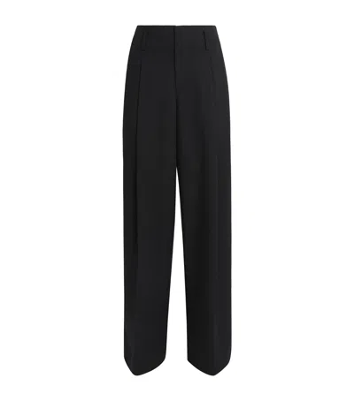Vince Pleated Straight Trousers In Black