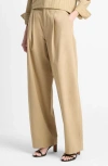 Vince Mid Waist Pleat Front Trousers Fawn In Neutral