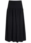 Vince Womens Black Pleated High-waist Knitted Midi Skirt In Blue