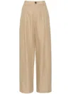 Vince Wide-leg Cotton-blend Trousers In Neutrals