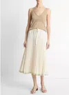 Vince Pleated Satin Tiered Skirt In Bona