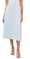 Vince Tiered Pleated Midi Skirt In Sky Mist