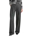 Vince High Waist Herringbone Wide Leg Pants In Charcoal