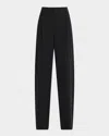 Vince Pleated High Waist Wide Leg Cotton Blend Pants In Black