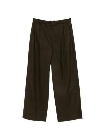 Vince Pleated Wide-leg Trousers In Green