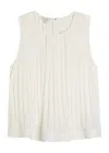 Vince Pleated A-line Crewneck Top In Neutral