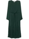Vince Variegated Pleat Long Sleeve Midi Dress In 绿色