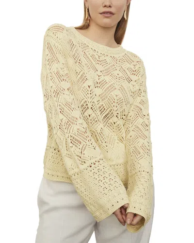 Vince Lace Patchwork Cotton Pullover In Pale Lemon
