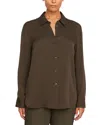 VINCE PLUS SLIM FITTED SILK-BLEND BLOUSE