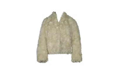 Vince Plush Jacket In Cream Faux Fur In Yellow