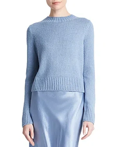 Vince Plush Silk Crewneck Sweater In Azure Gem