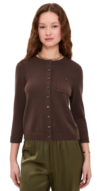 Vince Pocket Cardigan Dk Bark In Brown
