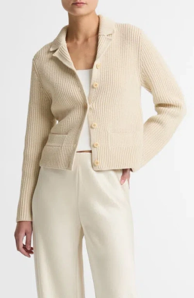 Vince Pocket Cotton Blend Sweater Jacket In Metallic
