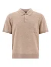 Vince Pocketed Polo With Ribbed Collar And Sleeves In Brown