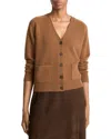 Vince Pocket V Neck Cardigan Sweater In Brown