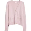 Vince Pocket Wool Blend Cardigan In Pink