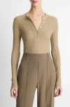 Vince Pointelle Cashmere & Silk Henley In Mojave