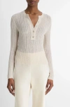 Vince Waffle Knit Henley Sweater In White Sand