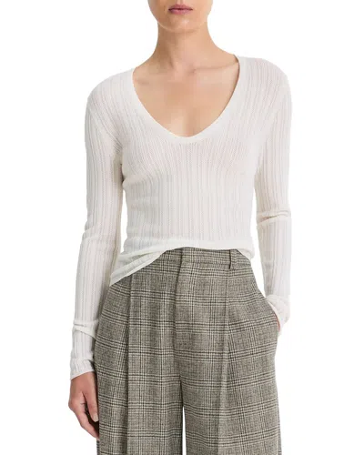 VINCE VINCE POINTELLE STITCH WOOL-BLEND PULLOVER