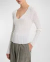 Vince Pointelle Sweater In Off White